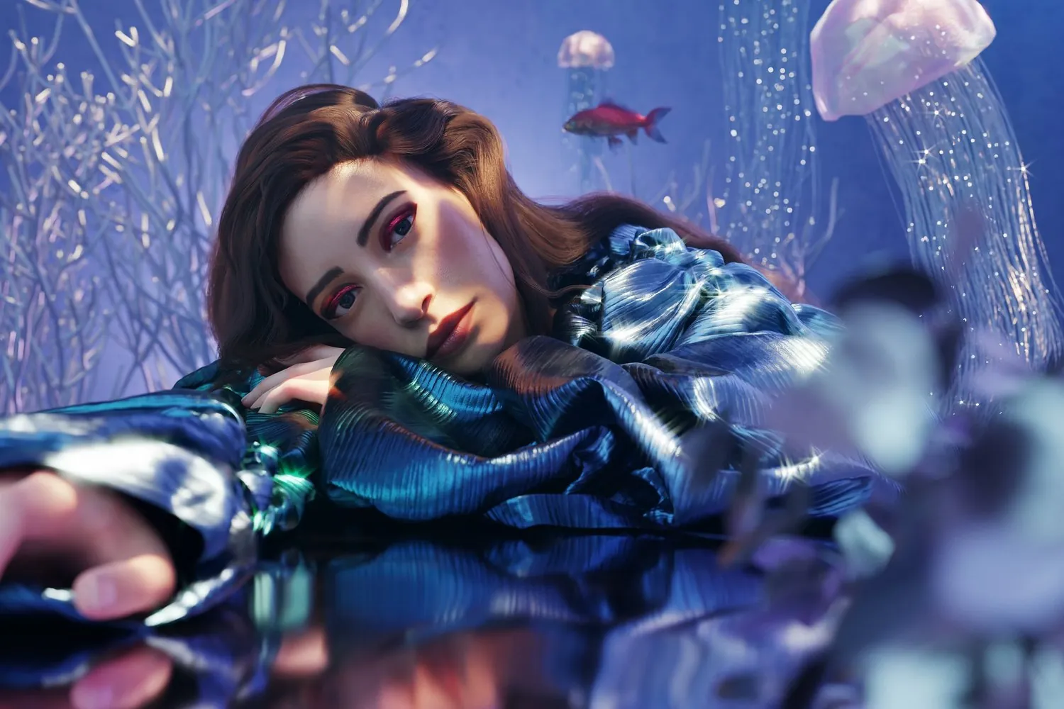 Marie Claire Arabia underwater editorial artwork by Shavonne Wong.