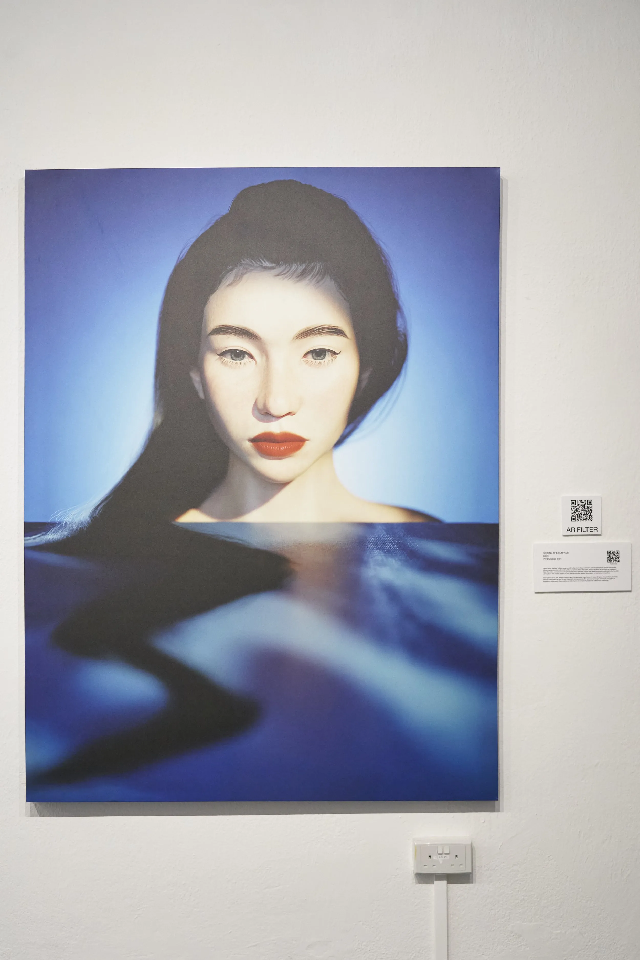 Beyond the Surface 版画作品,附有 AR 滤镜说明
